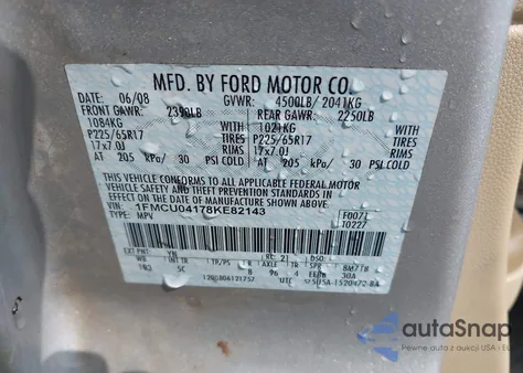 2008 Ford Escape Limited из США, поврежденный, VIN 1FMCU04178KE82143